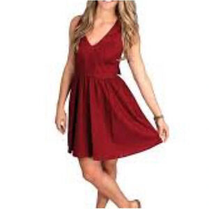 Lauren James Augusta Solid Dress in Crimson - NEW - Size Small